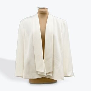 Kasper Womens Ivory Open Front Blazer Jacket Size 14 Career Business